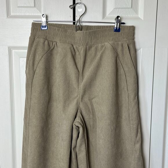 Halara High Waisted Side Pocket Straight Leg Mop Corduroy Pants Tan M - Picture 10 of 12